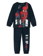 Nmmalfred Spider Ls Nightset Noos Mar Pyjamasetti Pyjama Blue Name It