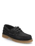 Ollie Boat Shoe - Black Nubuck/Hair Purjehduskengät Kengät Black Garme...