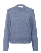 Guniiw V-Neck Tops Knitwear Jumpers Blue InWear