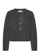 Rwtulip Wool Blend Ls O-Neck Rib Kn Tops Knitwear Cardigans Grey Rosem...