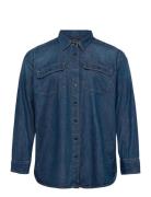 Denim Shirt Tops Shirts Long-sleeved Blue Lauren Women