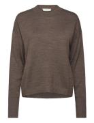 Rwvalencia Merino Wool Ls Pullover Tops Knitwear Jumpers Brown Rosemun...
