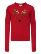 Kogxmas Shine Ls Ck Box Knt Tops Knitwear Pullovers Red Kids Only