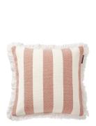 Block Striped Organic Cotton Fringe Pillow Cover Home Textiles Cushion...
