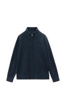 Zipped Knit Cardigan Tops Knitwear Cardigans Navy Mango