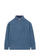 Perkins-Neck Sweater Tops Knitwear Pullovers Blue Mango