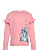Tshirt Tops T-shirts Long-sleeved T-shirts Pink Lilo & Stitch