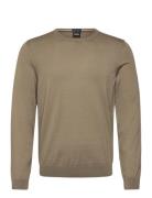 Leno-P Tops Knitwear Round Necks Khaki Green BOSS
