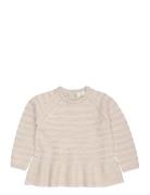 Meirno Hole Pattern Blouse W. Frill Tops Knitwear Pullovers Cream Cope...