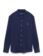 Jersey Spread-Collar Shirt Tops Shirts Casual Navy Polo Ralph Lauren