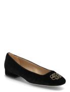 Emellie Logo Velvet Ballet Flat Matalapohjaiset Kengät Black Lauren Ra...