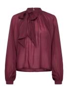 Cmtilly-Blouse Tops Blouses Long-sleeved Burgundy Copenhagen Muse