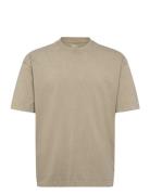 Heavy Weight Boxy T Shirt Tops T-shirts Short-sleeved Beige Hollister