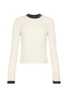Ls Waffle Tee Tops T-shirts & Tops Long-sleeved Cream Calvin Klein Jea...