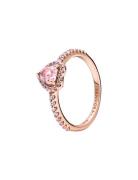 Heart 14K Rose Gold-Plated Ring With Orchid Pink Crystal And Fancy Fai...