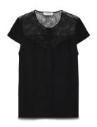 Rwelif Capsleeve Regular Lace Blous Tops Blouses Short-sleeved Black R...