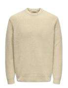 Onsjim Rlx Merino Crew Knit Tops Knitwear Round Necks Cream ONLY & SON...