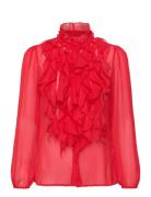 Liljasz Crinkle Ls Shirt Tops Blouses Long-sleeved Red Saint Tropez