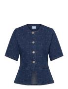 Kasundra Blazer Tops Blouses Short-sleeved Blue Noella