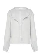 Crinkled Ruffle Shirt Tops Blouses & Tunics Grey Mango