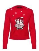Vmcute Ls O-Neck Pullover Xmas Box Tops Knitwear Jumpers Red Vero Moda