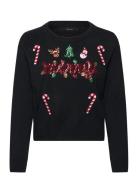 Vmglitter Ls O-Neck Xmas Box Tops Knitwear Jumpers Black Vero Moda