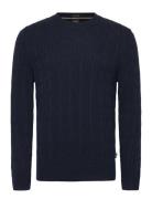 H-Hetico Tops Knitwear Round Necks Navy BOSS