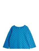 Polka Dots Aop Ls Tee Tops T-shirts Long-sleeved T-shirts Blue Mini Ro...