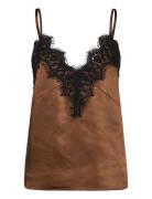Top With Lace Detail Tops T-shirts & Tops Sleeveless Brown Coster Cope...