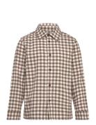 Checked Print Shirt Tops Shirts Long-sleeved Shirts Brown Mango