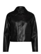 Faux-Leather Jacket With Pockets Nahkatakki Black Mango