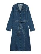 Vmtelly Ls 7/8 Dnm Dress Vi3474 Polvipituinen Mekko Blue Vero Moda