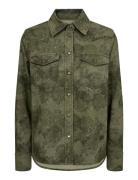 Mmchristy Print Shirt Tops Shirts Long-sleeved Green MOS MOSH