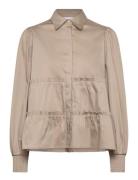 Lr-Isla Solid Tops Shirts Long-sleeved Beige Levete Room