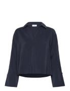 Lr-Octavia Tops Shirts Long-sleeved Navy Levete Room
