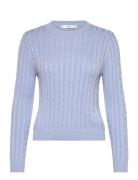 Braided Knitted Sweater Tops Knitwear Jumpers Blue Mango