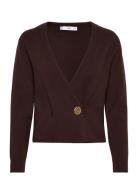 Cross-Over Cardigan With Jewel Button Tops Knitwear Cardigans Brown Ma...