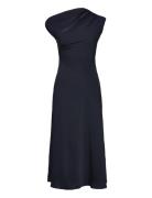 A-Line Dress With Asymmetrical Neckline Polvipituinen Mekko Navy Mango