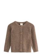 Cardigan Rib Wool Tops Knitwear Cardigans Brown Lindex