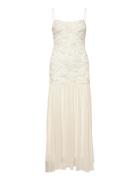 Embroidery Dropped Waist Dress Maksimekko Juhlamekko Cream Gina Tricot