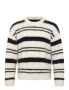 Relaxed Striped Knitted Sweater Tops Knitwear Round Necks Black Weekda...