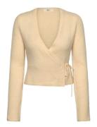 Knitted Wrap Cardigan Tops Knitwear Cardigans Cream Gina Tricot