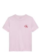 Chest Monologo Ss T-Shirt Tops T-shirts Short-sleeved Pink Calvin Klei...