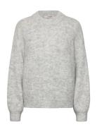 Patrisia Solid Knit Pullover Tops Knitwear Jumpers Grey A-View