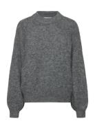 Patrisia Solid Knit Pullover Tops Knitwear Jumpers Grey A-View